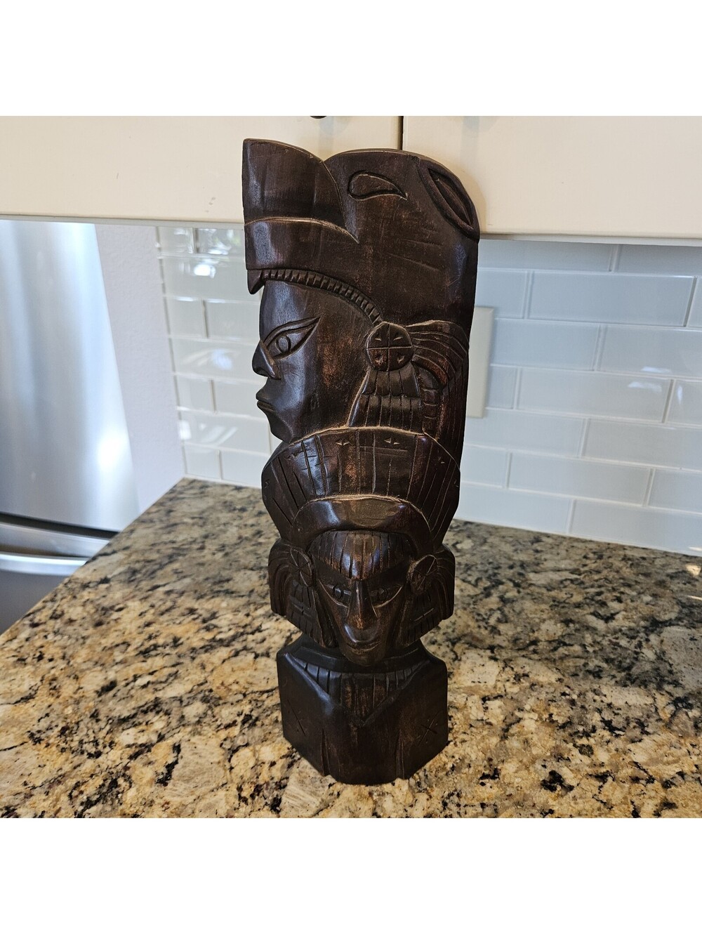 Aztec Mayan Hand Carved Totem 16"